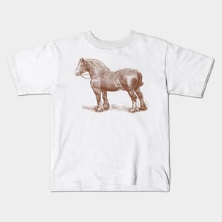 English Shire Horse Vintage Illustration Kids T-Shirt